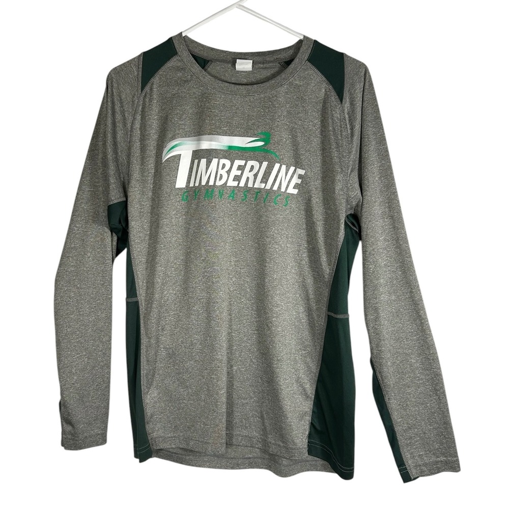 Sport-Tek Mens Timberline Gymnastics‎ Performance Long Sleeve Shirt Gray Green M